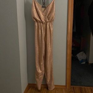 NWOT champagne gold jumpsuit S